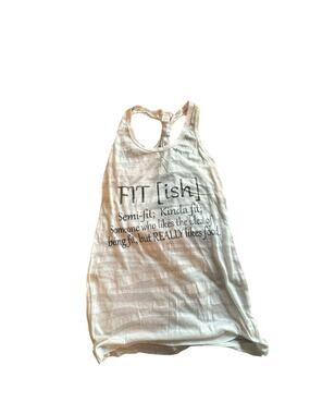 Concept Fit-Ish White Striped Sleeveless Racerback Knot Tank Top Women's Small